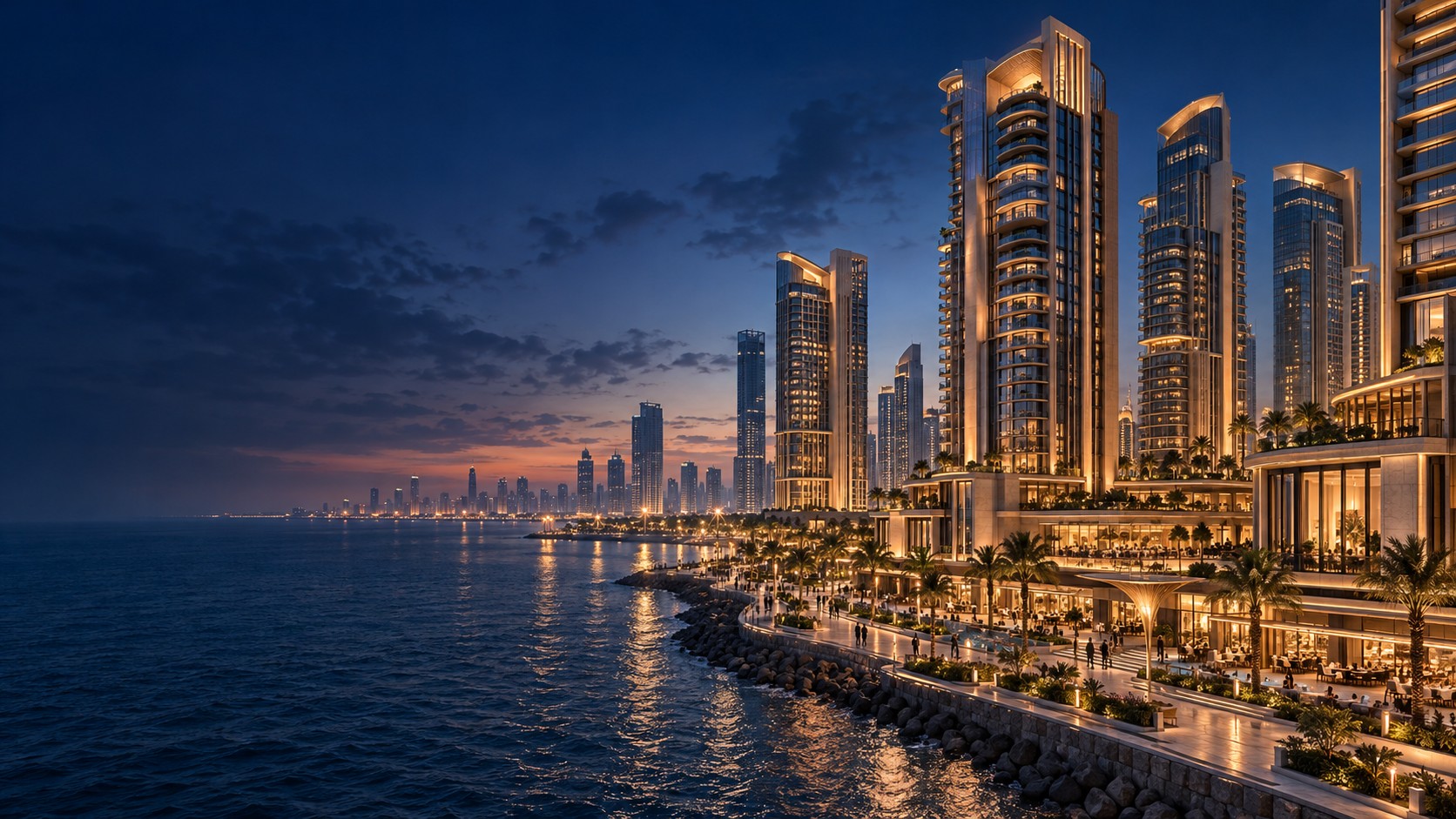 Karachi waterfront skyline at dusk (illustrative)